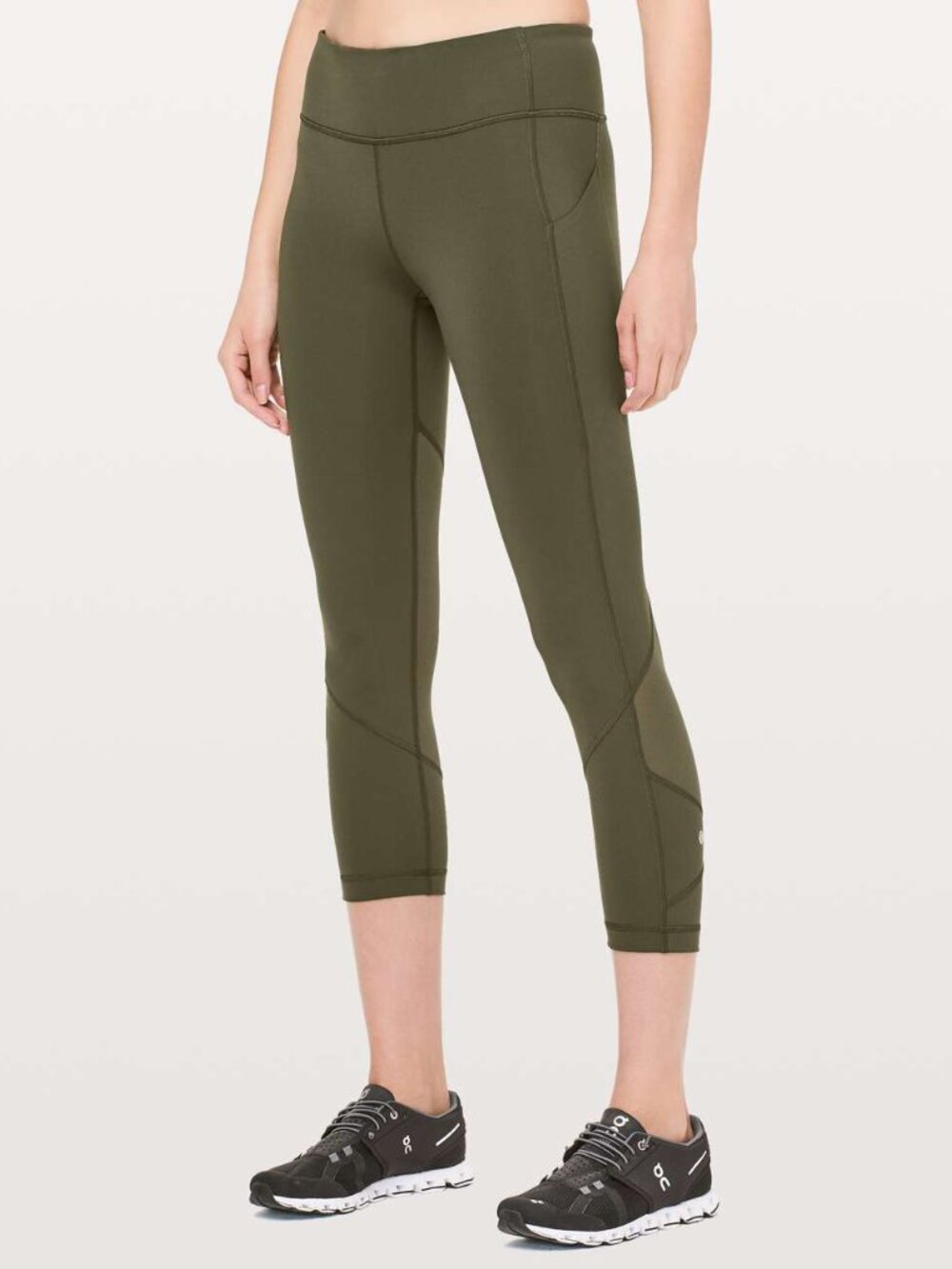 Lululemon Women 4 Pace Rival Crop Legging Dark Olive Green Full On Luxtreme 22"